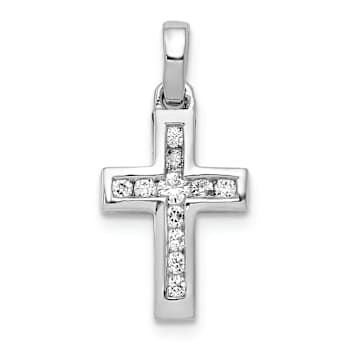 Rhodium Over 14k White Gold Diamond Latin Cross Pendant