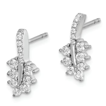 Rhodium Over 14K White Gold Lab Grown Diamond SI1/SI2, G H I, Leaf Post Earrings