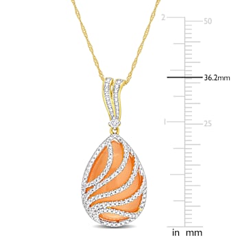 Orange Moonstone & Diamond 14K Yellow Gold Pendant With Chain 16.10ctw