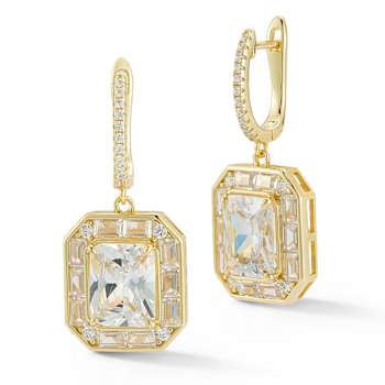 Rachel Zoe CZ Radiant Cut Charm Dangle Earrings in 14K Gold Over
Sterling Silver