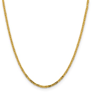 14K Yellow Gold 2.5mm Byzantine Chain Necklace