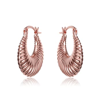 Seashell Hoop Earrings In 18K Rose Gold Over Brass