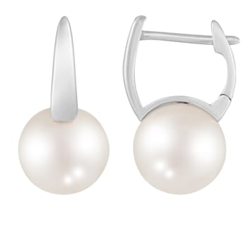 White Cultured Freshwater Pearl 14k White Gold Earrings 8-8.5mm