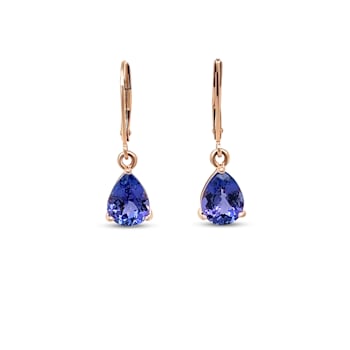 14K Rose Gold 9x7mm Pear Shape Tanzanite Earrings 3.34ctw
