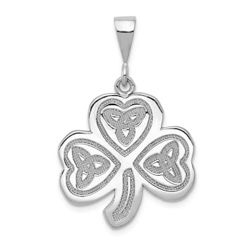 Rhodium Over 14K White Gold Trinity Clover Pendant
