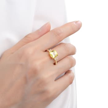 Lab Created Yellow Sapphire with White Topaz Accents 18K Yellow Gold
Over Sterling Silver Ring