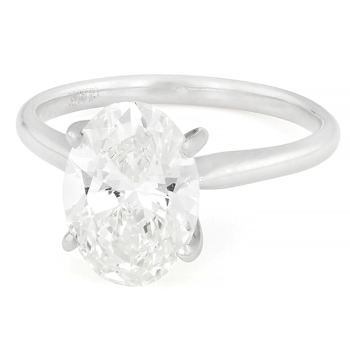 Lab-Grown Diamond Oval Solitaire Ring In 14K White Gold 3.00ct