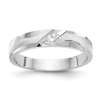 Rhodium Over 14K White Gold AA Quality Trio Ladies Wedding Band