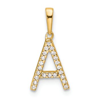 14k Yellow Gold Diamond Letter A Initial Pendant