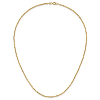 14K Yellow Gold Polished and Diamond-cut Beaded 18-inch Necklace