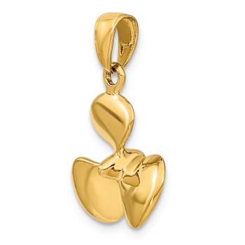 14k Yellow Gold 3D Polished Propeller Pendant