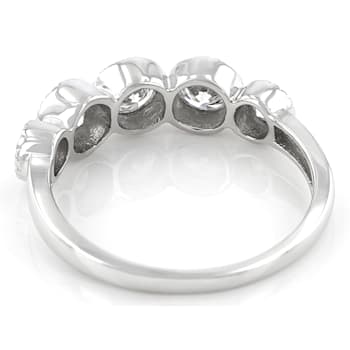 Lab-Grown Diamond Milgrain Bezel Set Band Ring In 14K White Gold 1.00ctw