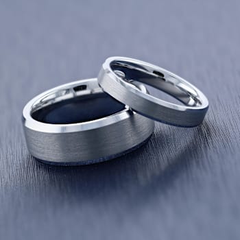 SHEFFIELD Flat Beveled Edges Tungsten Ring with Brushed Center 8mm