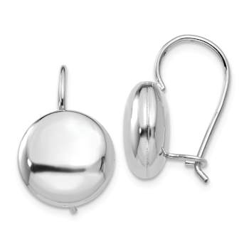 Rhodium Over 14k White Gold Polished Button Earrings