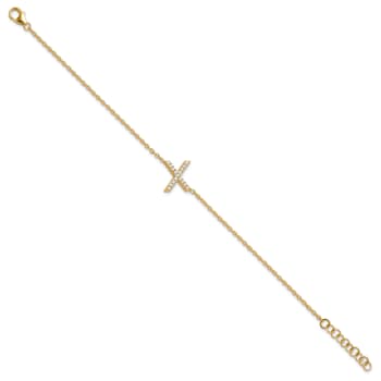 14k Yellow Gold Diamond Sideways Letter X Bracelet