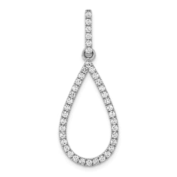 Rhodium Over 10k White Gold 0.48 ctw Diamond Teardrop Pendant