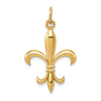 14k Yellow Gold Fleur De Lis Charm Pendant