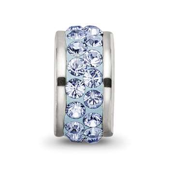 Sterling Silver Reflections Light Blue Double Row Preciosa Crystal Bead