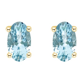 5x3mm Oval Aquamarine 14k Yellow Gold Stud Earrings