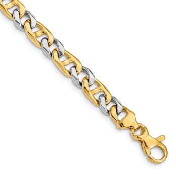 14k Yellow Gold and 14k White Gold 5.6mm Hand-polished Fancy Link Bracelet