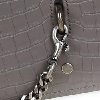 Saint Laurent Charlotte Crocodile Embossed Leather Grey Crossbody Bag