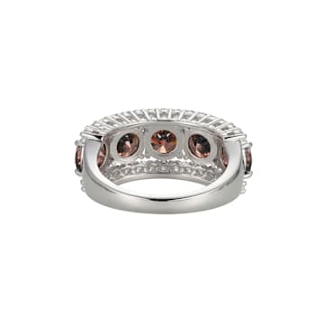 Mocha And White Cubic Zirconia Platinum Over Sterling Silver Ring 7.74ctw