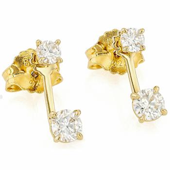 Moissanite Studs With Earring Jackets In 14K Gold
