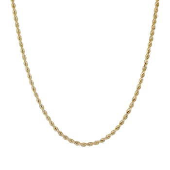 14K Yellow Gold 2.5 mm Diamond Cut Rope Chain 18 Inch Necklace