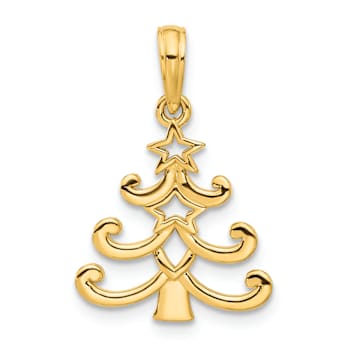 14K Yellow Gold Polished Christmas Tree Pendant
