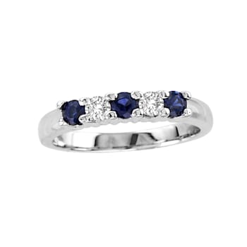 0.60ctw Sapphire and Diamond Band Ring in 14k White Gold