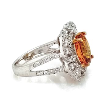 4.25 Ctw Yellow Sapphire and 1.61 Ctw White Diamond Ring in 14K 2-Tone