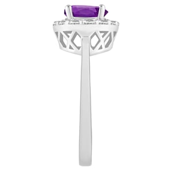 7mm Round Amethyst And White Topaz Accents Rhodium Over Sterling Silver
Halo Ring