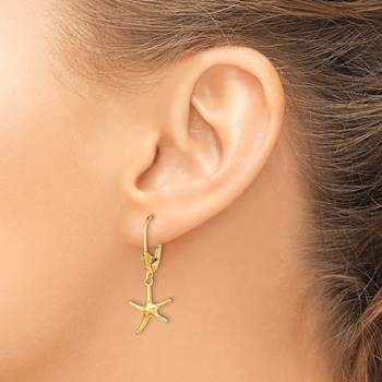 14k Yellow Gold Mini Dancing Starfish Dangle Earrings