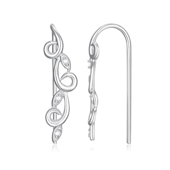 White Diamond Accent Rhodium Over Sterling Silver Threader Earrings