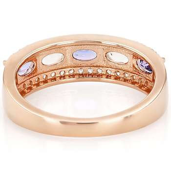 Morganite, Tanzanite And White Zircon Ring In 18K Rose Gold Over
Sterling Silver 1.40ctw