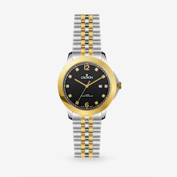 Croton Decider Two-tone Stainless Steel Watch with Black Dial and
Diamond Markers