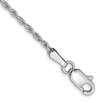 Rhodium Over 10k White Gold 1.3mm Diamond-Cut Rope Link Bracelet
