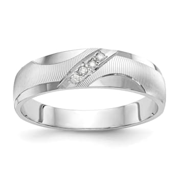 Rhodium Over 14K White Gold AA Quality Trio Mens Wedding Band