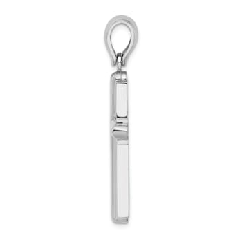 Rhodium Over 14k White Gold Beveled Cross Charm