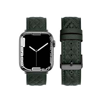 Green Quilted Leather Apple Watch Band with Buckle (42-44-45mm). Band
Only, Watch Not Included.