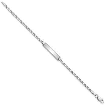 Rhodium Over 14k White Gold Polished Cuban Link ID Bracelet