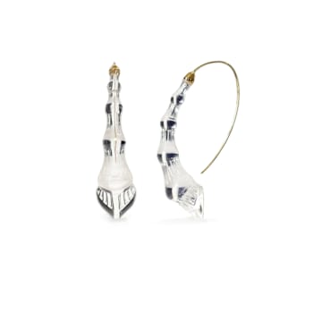 14K Yellow Gold Over Sterling Silver Wishbone Bamboo Acrylic Earrings