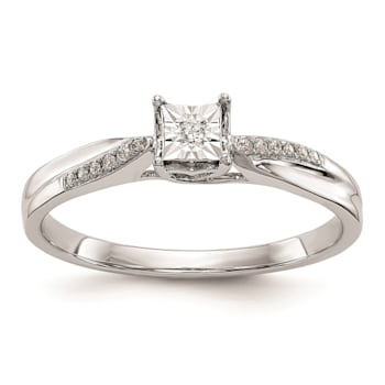 Rhodium Over 14K White Gold First Promise Diamond Promise/Engagement
Ring 0.05ctw