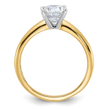 14K Yellow Gold With White Gold Accents 1 1/2 ct. G H I True Light Oval
Moissanite Solitaire Ring