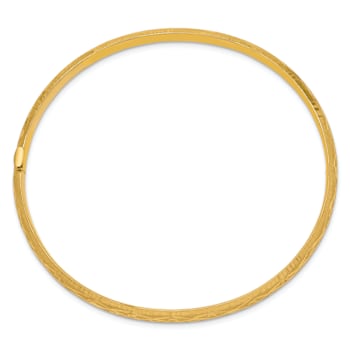 10k Yellow Gold 4.75mm Diamond-Cut and Brushed Fancy Hinged Bangle Bracelet
