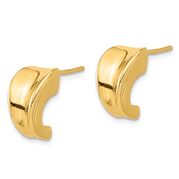 14k Yellow Gold Polished 9/16" J-Hoop Post Earrings
