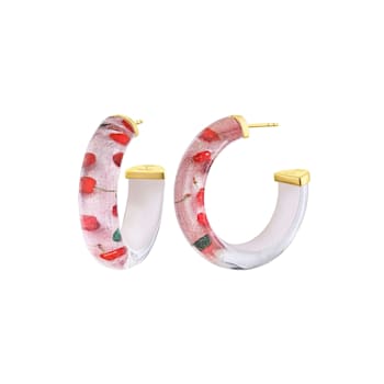 14K Yellow Gold Over Sterling Silver Illusion Hoops in Cherry on Top
