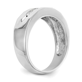 Rhodium Over 14K White Gold Lab Grown Diamond SI1/SI2, G H I, Men's Band