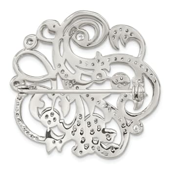 Rhodium Over Sterling Silver Polished Cubic Zirconia Filigree Floral
Vintage Style Pin Brooch