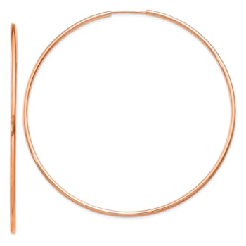 14k Rose Gold Polished 2 1/2" Endless Hoop Earrings